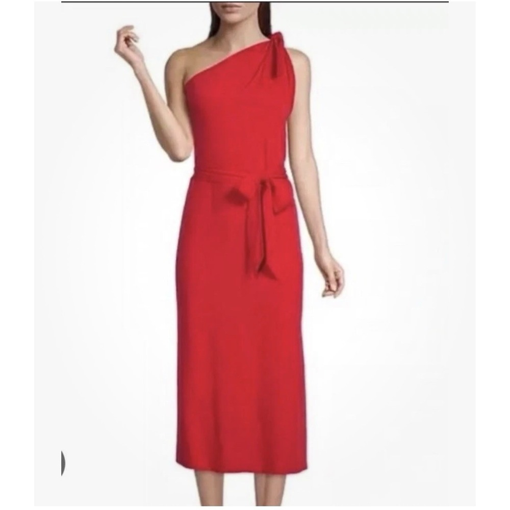 Antonio Melani Dress-Popcycle Red-1 Shoulder-Size M-NWT-tie Waist-NEW-244 - Picture 1 of 8